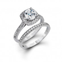 Zeghani 14k White Gold Diamond Engagement Ring Set