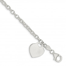 Quality Gold Sterling Silver 1.9mm Heart Charm Bracelet - QG1455-8.5