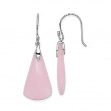 Quality Gold Sterling Silver Rhodium-plated Dyed Pink Quartz Dangle Earrings - QE15164