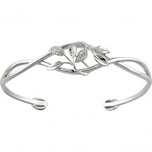 Stuller 14k White Gold Diamond Leaf Design Cuff Bracelet