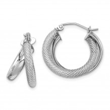 Quality Gold Sterling Silver Rhodium Plated Polished &  Hoop Earrings - QE8400