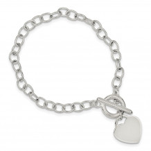 Quality Gold Sterling Silver Oval Link Heart Bracelet - QG3280-8.5