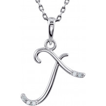 14K White .025 CTW Diamond Initial T 18 Necklace - 8555760064P