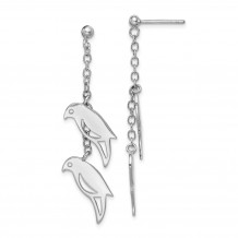 Quality Gold Sterling Silver Rhodium-plated Two Birds Dangle Post Earring - QE15117