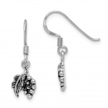 Quality Gold Sterling Silver Rhodium-plated Antiqued Grape Bundle Dangle Earring - QE15068