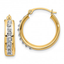 Quality Gold 14k Diamond Fascination Round Hinged Post Hoop Earrings - DF143