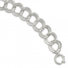 Quality Gold Sterling Silver Polished And Hammered Link Bracelet - QG3879-8