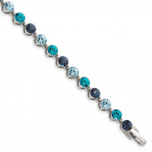 Quality Gold Sterling Silver Rhodium-plated Multi-shade Blue Crystal Bracelet - QG4905-7.25