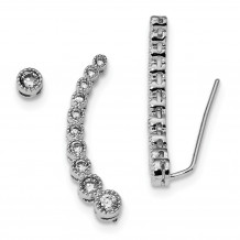 Quality Gold Sterling Silver Rhodium-plated CZ 1 Ear Climber & 1 Stud Earrings - QE13770