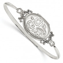 Quality Gold Sterling Silver Floral Locket Bangle Bracelet - QB1132
