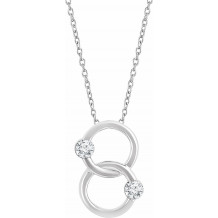 14K White Two-Stone Interlocking Circle 18 Necklace - 65266560001P