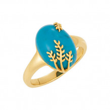 14k Yellow Gold Stuller Chinese Turquoise Leaf Ring