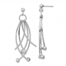 Quality Gold Sterling Silver Rhodium-plated Polished 6 Curved Dangles Post Earrings - QE13039