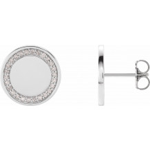 14K White 1/4 CTW Diamond Engravable Earrings - 86775600P