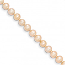 Quality Gold 14k Pink Near Round Freshwater Cultured Pearl Bracelet - XF507-4