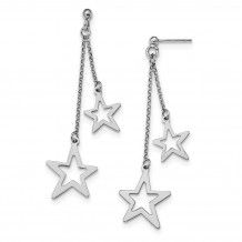 Quality Gold Sterling Silver Rhodium-plated Stars Dangle Post Earrings - QE13068