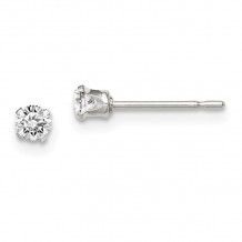 Quality Gold Sterling Silver 3mm Round Snap Set CZ Stud Earrings - QE1001