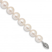 Quality Gold Sterling Silver Rhodium 11-12mm White FW Cultured Pearl Bracelet - QH5151-7.25