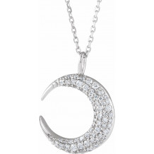 14K White 1/3 CTW Diamond Crescent Moon 16-18 Necklace - 86692600P