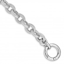 Quality Gold Sterling Silver Rhodium Plated Polished Carved Link Bracelet - QG4867-7.5