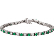 14K White Emerald & 2 1/3 CTW Diamond Line 7  Bracelet - 62078100P