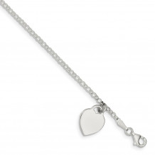 Quality Gold Sterling Silver Heart 6 IN Childs Bracelet - QG1446-6