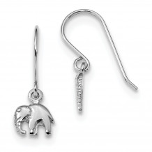 Quality Gold Sterling Silver Rhodium-plated Polished Elephant Dangle Earrings - QE13351