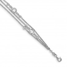 Quality Gold Sterling Silver Rhodium-plated CZ 3-strand Bracelet - QG5015-6.25