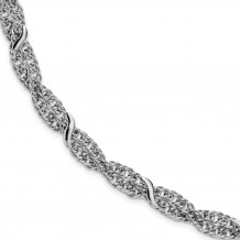 Quality Gold Sterling Silver Rhodium-Plated Double Twisted Cable Bracelet - QG4516-7.5