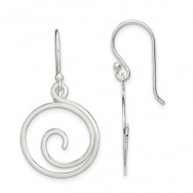 Quality Gold Sterling Silver Polished Swirl Design Dangle Earrings - QE7089