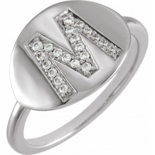 14K White Initial M 1/8 CTW Diamond Ring - 653628637P