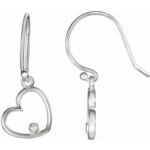 14K White .03 CTW Diamond Heart Earrings - 8554660001P