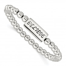 Quality Gold Sterling Silver Enameled BELIEVE Stretch Bracelet - QG3211