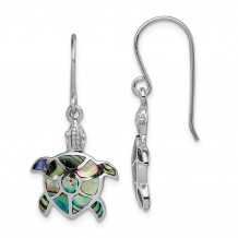Quality Gold Sterling Silver Rhodium-plated Polished Abalone Turtle Dangle Earrings - QE14037