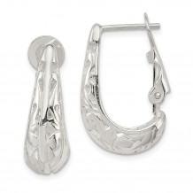 Quality Gold Sterling Silver Filigree J Hoop Earrings - QE8369