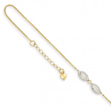Quality Gold 14k Two Tone Diamond Cut Puff Rice Beads Anklet - ANK270-9