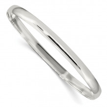 Quality Gold Sterling Silver 4.5mm Solid Polished Plain Slip-On Bangle Bracelet - QB238