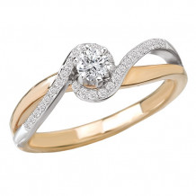 14k Two-Tone White & Yellow Gold Complete Diamond Engagement Ring