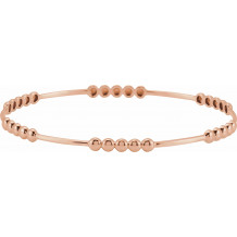 14K Rose 3.66 mm Beaded Bangle 7 Bracelet - BRC884102P