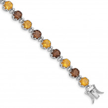 Quality Gold Sterling Silver Rhodium-plated Smoky Quartz & Citrine Bracelet - QG4928-7.5