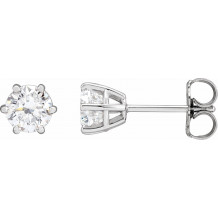 14K White 5 mm I1 1 CTW Diamond 6-Prong Wire Basket Earrings - 292366020P