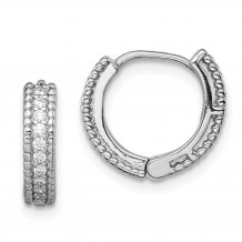 Quality Gold Sterling Silver Rhodium-plated Polished CZ Children's Hinged Hoop Earrings - QE12268