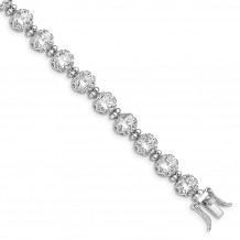 Quality Gold Sterling Silver Rhodium-plated 6mm Round CZ Bracelet - QG4876-7.5