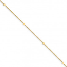 Quality Gold 14k Polished Hearts Anklet - ANK305-10