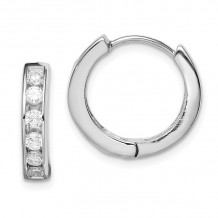 Quality Gold Sterling Silver Rhodium-plated CZ Hoop Earrings - QE1804