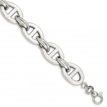 Quality Gold Sterling Silver Polished Fancy Anchor Link  .5in ext. Bracelet - QG4996-7