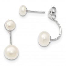 Quality Gold Sterling Silver White Freshwater Cultured Pearl Dangle Earring - QE12888WW