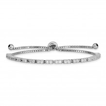 Quality Gold Sterling Silver Rhodium-plated April Birthstone CZ Adj Bracelet - QG4757APR