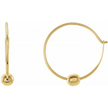 14K Yellow Youth Hoop Earrings with Bead - 192301600P