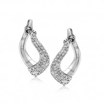 Zeghani 14k White Gold Hoop Diamond Earrings